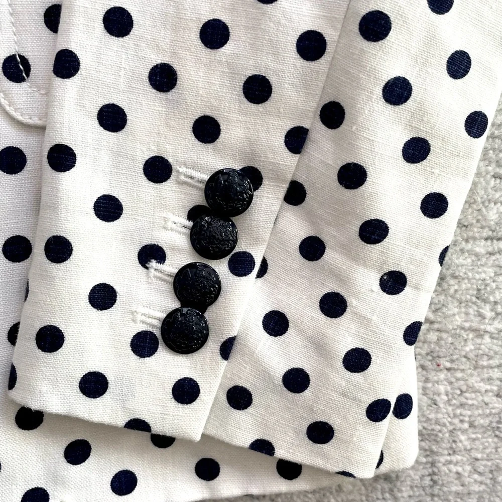 J. Crew Navy Polkadot Schoolboy Blazer